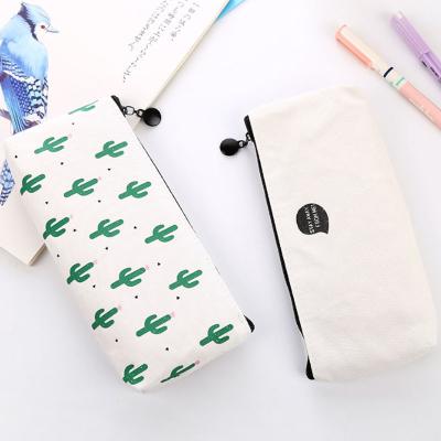 China Schools & 2017 Factory Offices New Style Printing Cactus Exquisite Student Pencil Case Pen Bag Canvas Pencil Bag for sale