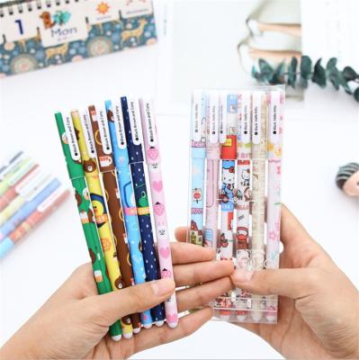 China 2019 new style cartoon gel pen normal cute creative stationery black sign pen many style animal gel pen for sale