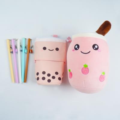 China Super Cute Farming Boba Milk Tea Set Plush Toy + Plush Pencil Case + Pen Set Gift Set Stationery Theme for sale