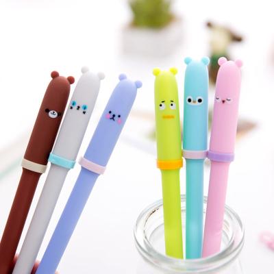 China New school normal animal cute student gel pen 0.5mm cartoon plastic black gel ink pen for sale