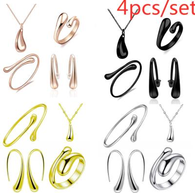 China Cute Exquisite Fashion Bracelet Drop Water Drop Water Necklace Ear Jewelry Set Electroplating Hook Ring Jewelry for sale