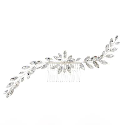 China Amazon Headwear Hot-selling Handmade Brass Horse Eye Glass Inlaid Rhinestone Hair Comb Insert Comb Hair Accessory for sale