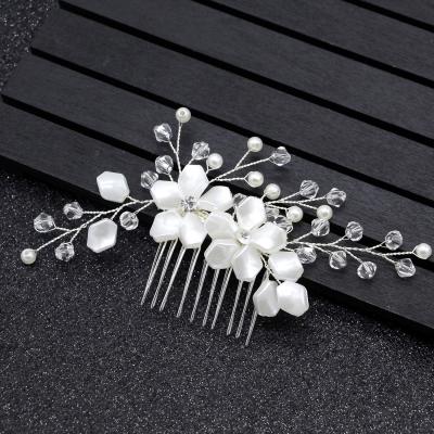 China Copper+Rhinestone+Pearls Elegant Wedding Hair Combs For Bridal Crystal Rhinestones Pearls Women Hairpins Headpiece Hair Jewelry Accessories for sale