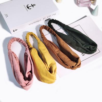 China Fabric Fashion Women Elastic Knot Cross Headbands Solid Movement Make Up Headband Girl Hair Accessories for sale