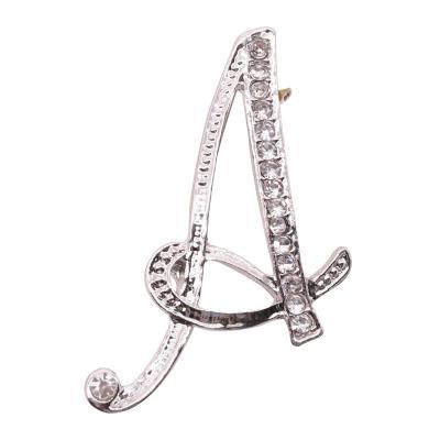 China Fashion High Quality Crystal Alloy Designer Letter Brooch Alloy Factory Direct Sales for sale