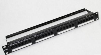 China Keystone Jack UTP / FTP 24 Port ODF Fiber Optic Cat6 Patch Panel Frame For LAN Cables for sale