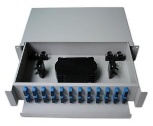 China 19'' Rack Mounted Fiber Optic Distribution Frame ODF Patch Panel Slidable Splice Tray Units for sale