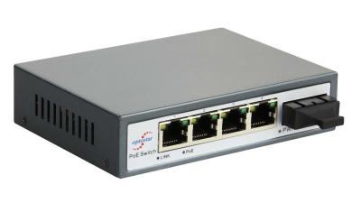 China 5-Port PoE Fiber Optic Ethernet Switch with 4 PoE Ports and 1 SC Fiber P for sale