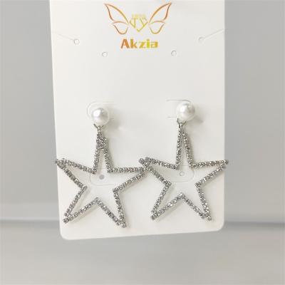 China Wholesale Elegant Big Star Earring Pearl Jewelry Stud Earring With Silver Needle Dangle Earring for sale