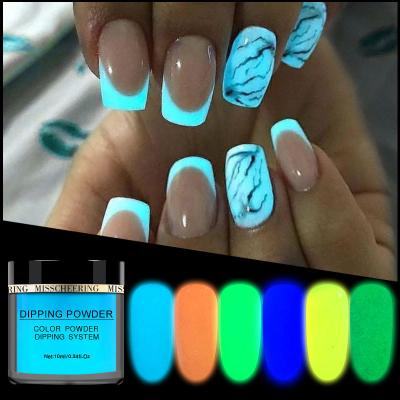 China No Smell Safe Environmental Border Luminous Fluorescence Nail Powder Viscous-Motting Acrylic Powder For Whitening Nail Powder for sale