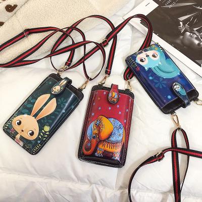 China 2022 Cartoon Printed New Designer Mobile Phone Female Bag Women's Messenger Bag Student Youth Pocket Shoulder Bag for sale