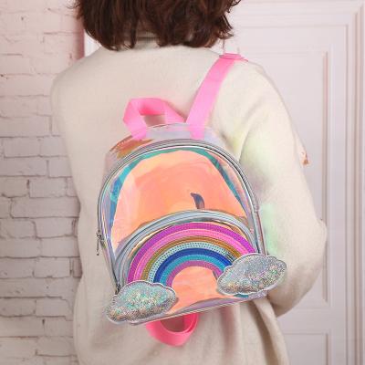 China PU girl school bag cartoon waterproof transparent luminous pink student backpack outdoor travel backpack for sale