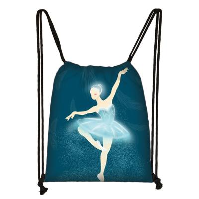 China Waterproof polyester manufacturers direct supply traveler shopping bag portable backpacks can be distributed ballet printing shoulder bags for sale