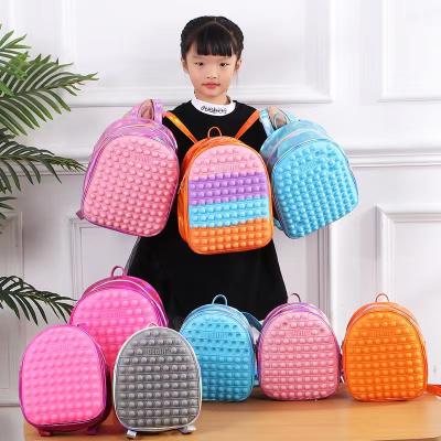 China Backpack Rodent Pioneer Decompression Bubble Backpack Waterproof Press Pop It Silicone Decompression Children's Schoolbag for sale