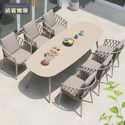 China Modern outdoor combination of Nordic outdoor rattan woven table and chair yard rattan chair terrace garden table and chair villa for sale