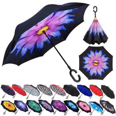 China Modern Wholesale Custom Printed Inverted Reverse Rain Umbrella With Logo Prints For Sale for sale