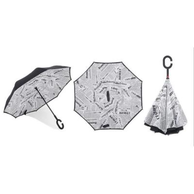 China Customized Umbrella Double Layer Umbrella Fabric Creative Reverse Logo C Rainproof Umbrella Handle True Umbrella for sale