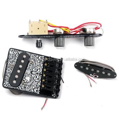 China Electric Guitar Black Electri Guitar Cupronickel Bridge Pickup With 3 Way Switch Control Knob Plate Set for sale