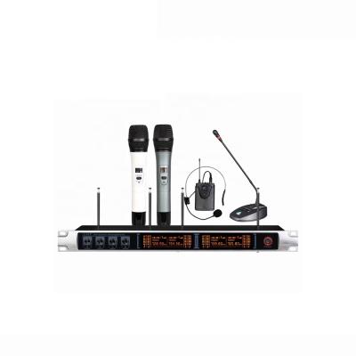 China Wireless Headset Microphone China Custom Four Channels VHF Wireless Microphone And Speaker for sale