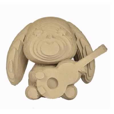 China Europe practice graffiti painting skills corrugated rabbit puzzle cartoon 3D animals cardboard paper adhesive puzzle for sale