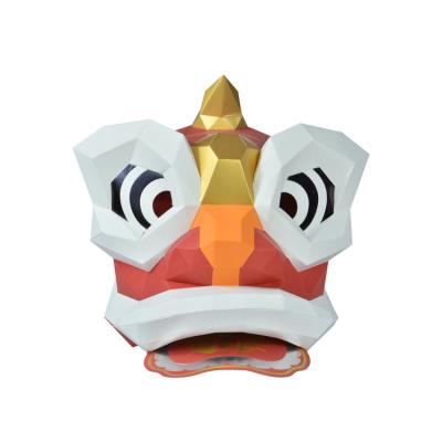 China China DIY Craft Chinese Lion Awakening Paper Mask Toys 3D Puzzle Toy Assembly Model Kits Home Paper Decoration for sale