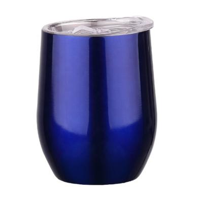 China Durable Unbreakable Double Wall 304 Stainless Steel Vacuum Insulated Stemless Wine Glass Tumbler Mug With Lid for sale