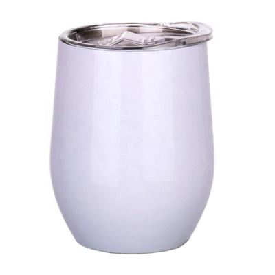 China Viable Wholesale Stainless Steel 12oz Double Wall Vacuum Egg Shape Wine Tumbler Mug Cup With Lid for sale