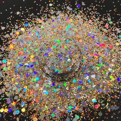 China Bulk Tumbler Glitter Polyester Holographic Chunky Glitter For DIY Decoration Tumbler for sale