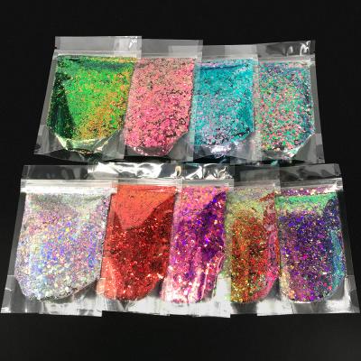 China DIY Sublimation Glitter Non-Toxic Wholesale Polyester Extras Holographic Mixed Chunky Glitter Fine Powder Chunky Glitter for sale