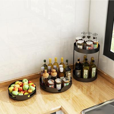 China Multifunctional Rotating Countertop Kitchen Condiment Bottle Storage Rack Storage Turntable Rack Viable for sale