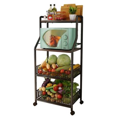 China Viable Hot Sale Metal Multifunctional Cart Kitchen Microwave Oven Storage Rack for sale