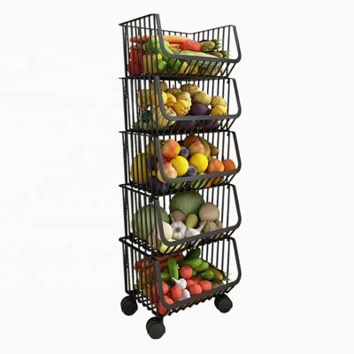 China Multifunctional Traditional Household Metal Fruit Basket Kitchen Vegetable Storage Basket For Kitchen Living Room for sale