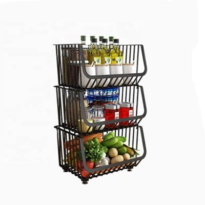 China Multifunctional Indoor Household Kitchen 3-Tiers Racks Fruit Organizer Storage Rack For Fruits And Vegetables for sale