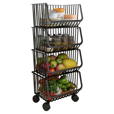 China Sustainable Household Multifunctional Kitchen Rack Snacks Storage Vegetable Basket for Kitchen and Living Room for sale