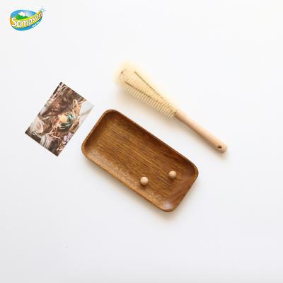 China Sustainable Zero Eco - Friendly Wood Handle Dish Pans Pot Wash Brush With Wood Handle for sale