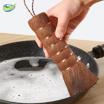 China Viable Natural Eco-friendly Non-stick Kitchen Sink Tube Coconut Oil Palm Fiber Clean Cleaning Brush for sale