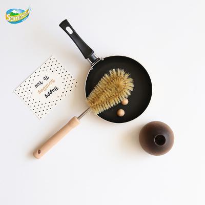 China Viable Plastic Free Long Wooden Handle Vegan Plant Fiber Hair Natural Vegetable Remove Oil Dish Bowl Brush Seal Animals for sale