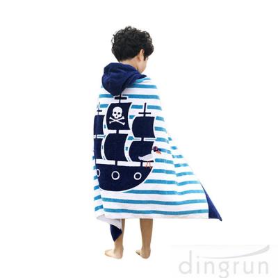 China 100 % Cotton Softest Children's Towelling Ponchos Quick Dry For Beach Pool for sale