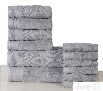 China Luxury Absorbent Super Soft Cotton Solid Jacquard Bath Towel Set for sale