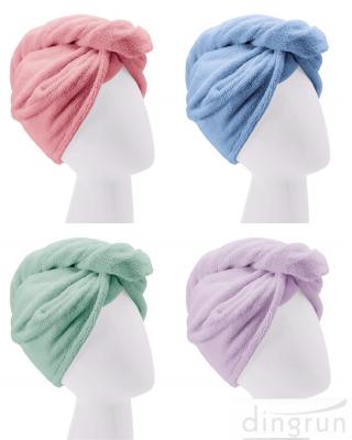 China Custom Wholesale Fast Dry Absorbent Wrapped Twist Microfiber Hair Turban Towel with Buttons for sale