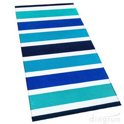 China 100% Cotton Soft Terry Velour Printed Stripes Beach and Pool Towel for sale