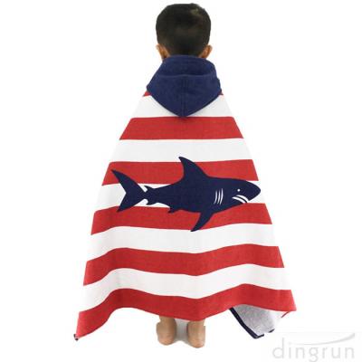 China Children Hooded Towel 100% Natural Cotton Beach Poncho Towels Swim Bath Towels for sale