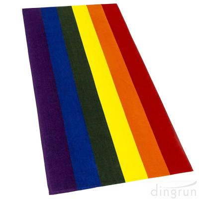 China 100% Cotton Gay Flag Beach Towel LGBT Pride Parade Rainbow Towel Colors Resistance for sale