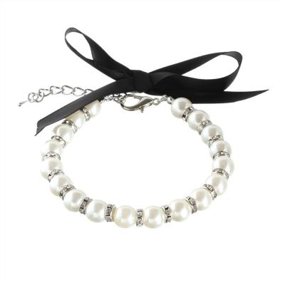 China Amazon Thoughtful Hot Selling Jewelry Luxury Pet Collar Pearl Collar Pet Accessories for sale