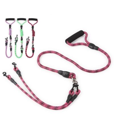 China Stocked a tow of two thoughtful and adjustable and comfortable dog leashes for small medium large dogs nylon leash for sale