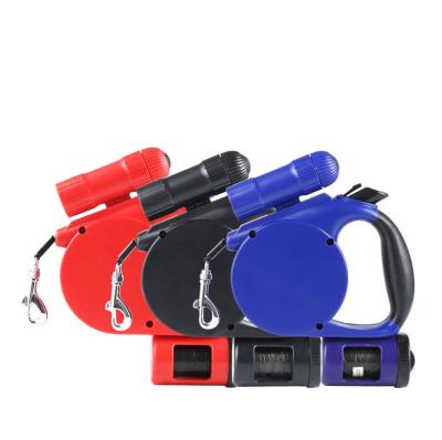 China 4.5M Automatic Dog Lead Rope LED Light Poop Bag Automatic Multi-Color Dispenser Automatic Adjustable Dog Leash Stored for sale