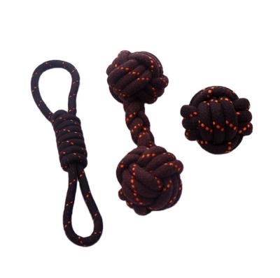 China Stocked Pet Toys Bite Heavy Duty Ball Woven Pet Cotton Rope Toy Molar Dog Training Toys for sale