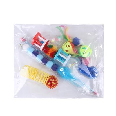 China Viable Interactive Cat Toy Wand 14 Packs Feather Cat Teaser Toy Cat Toy Set for sale