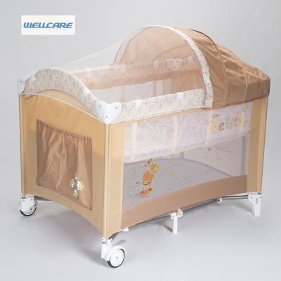 China Modern Beige Kids Beds Children Cibs Baby Travel Cradle With Canopy for sale