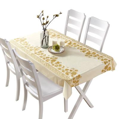 China Peony Gold Waterproof Printed Disposable Plastic Fitted Biodegradable Cheap Table Cloths For Wedding Party for sale